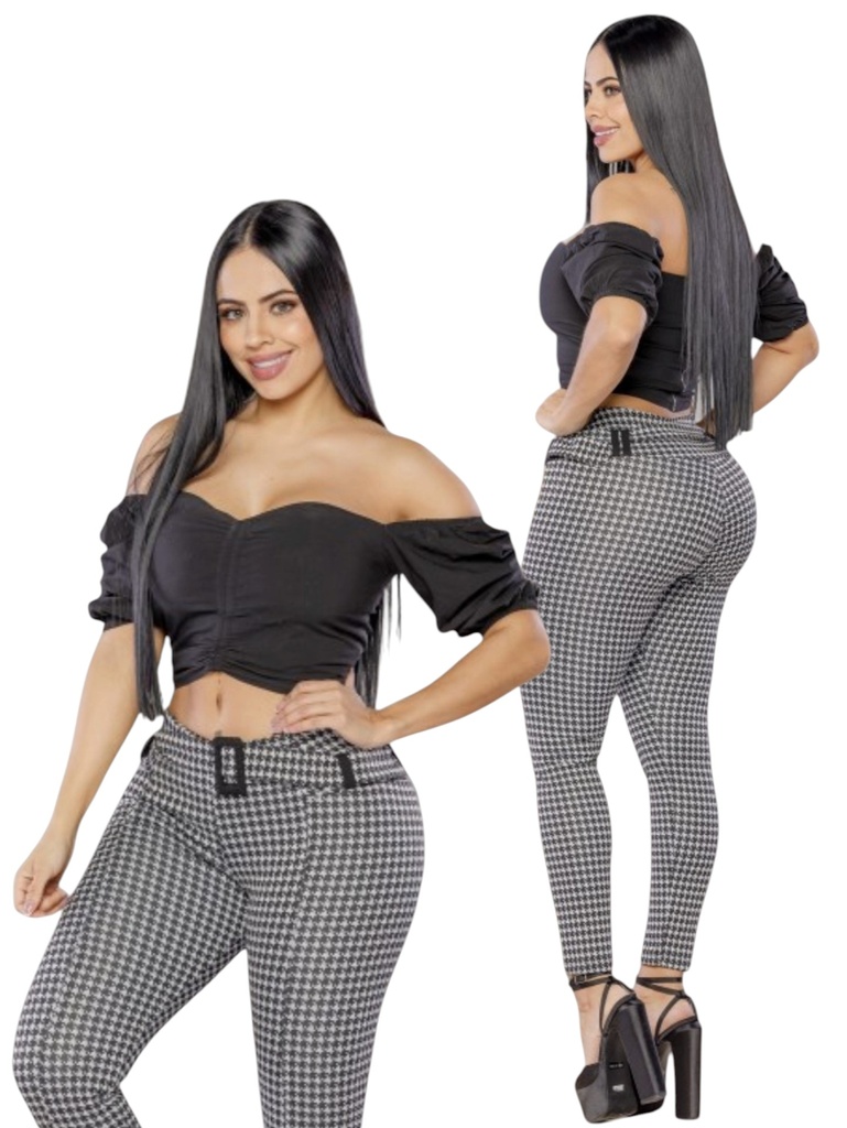[33161803] Pantalón Skinny Tiro Alto Pata de Gallo para Mujer 618 (3)