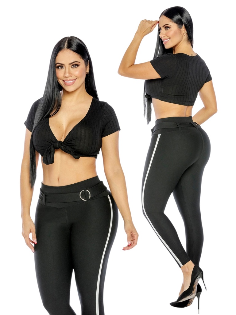 [331633-203] Women's Black Side Stripe Leggings 633-2 (3)