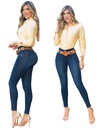 Jeans Skinny Levantacola Tiro Alto Lavado Oscuro para Mujer 2123