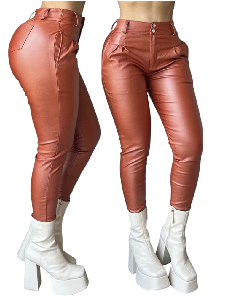 [36115062803] Pantalón Jogger Cuero Sintético Terracota para Mujer (3)