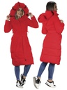 Chaqueta Puffer Larga Roja con Capucha y Pelo Sintético para Mujer – Estilo 2662-3