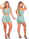 Conjunto de 2 Piezas Chaleco y Short Verde Menta para Mujer 219-8