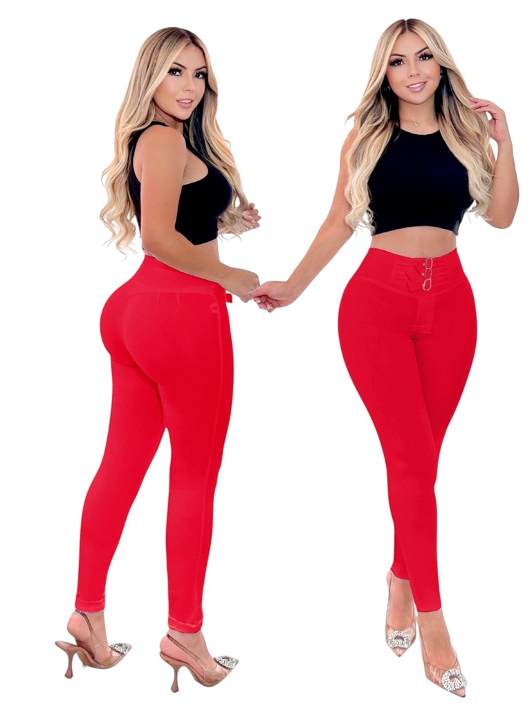 Pantalón Skinny Tiro Alto Rojo para Mujer 220-3