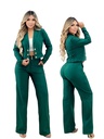 Conjunto de 2 Piezas Blazer y Pantalón Ancho Verde Esmeralda para Mujer 244-8
