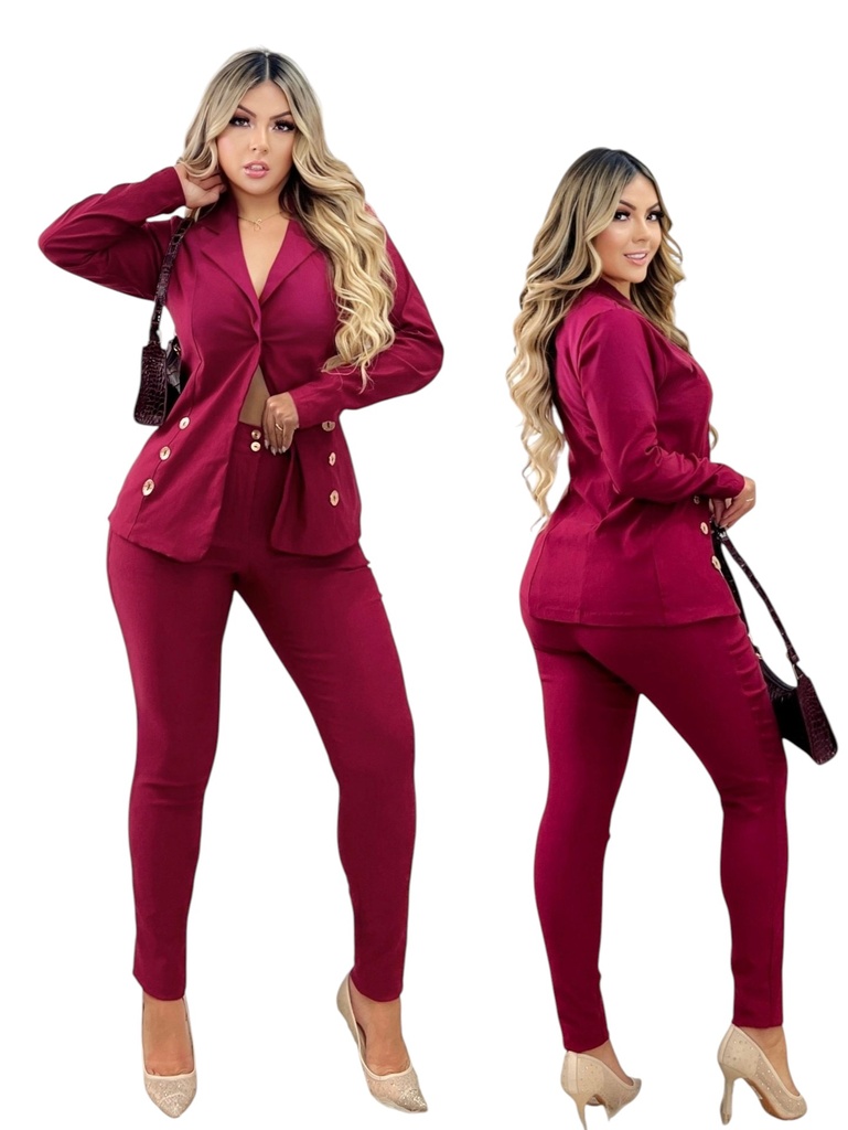 [3772477S] Conjunto de 2 Piezas Blazer y Pantalón Vinotinto para Mujer 247-7 (S)