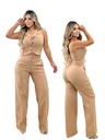 Colombian Two-Piece Halter Vest & Wide Leg Pant Set – Camel