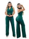 Colombian Two-Piece Halter Vest & Wide Leg Pant Set – Emerald Green