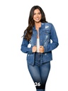Chaqueta de Jean Desgastada Azul para Mujer JK4026