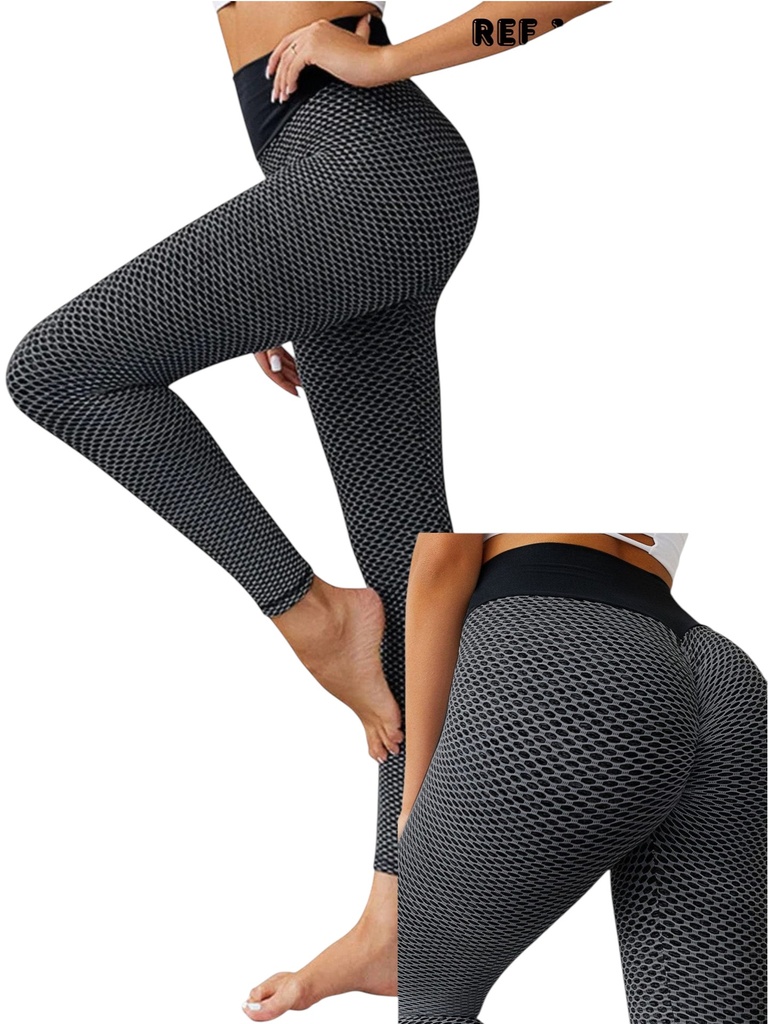 Leggins Deportivos Gris Oscuro de Tiro Alto con Textura Panal