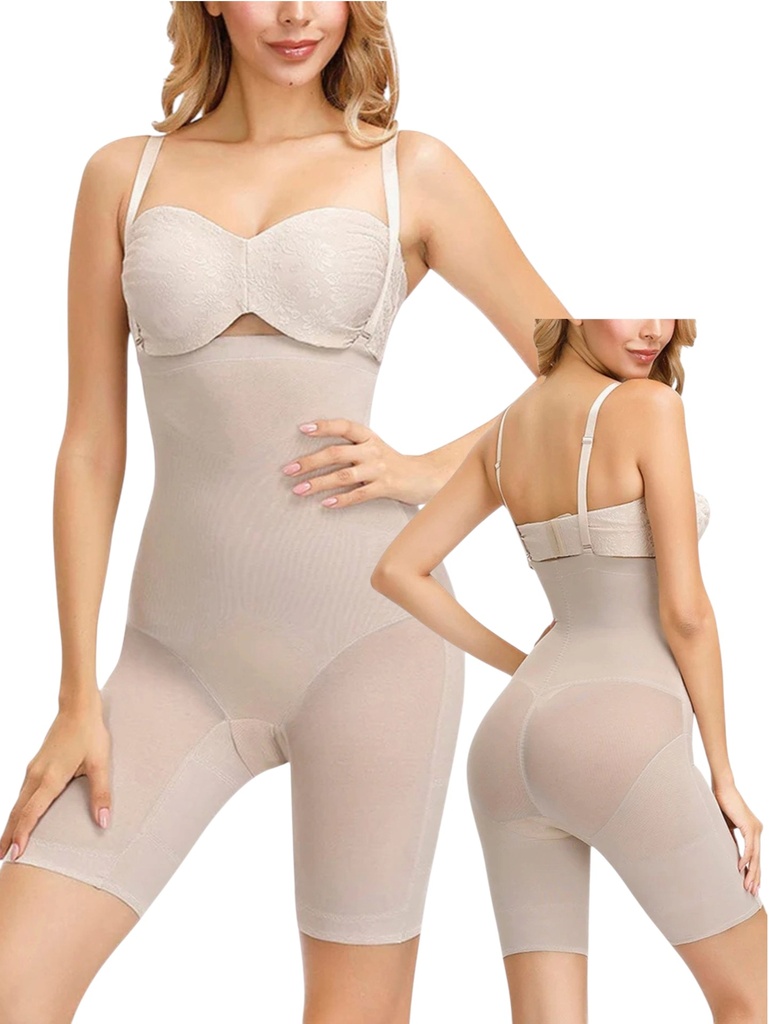 Faja Colombiana Cuerpo Entero Strapless – Media Pierna, Beige
