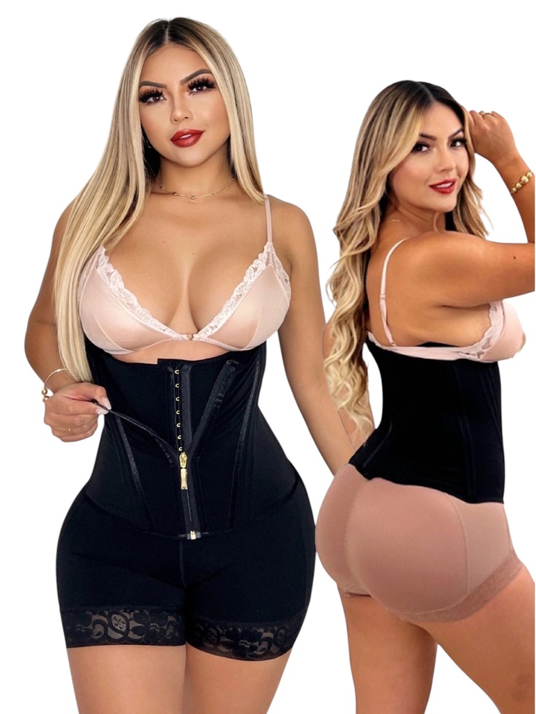[386230332NS] Faja Cinturilla Colombiana Levantacola con Cremallera – Negra (S)