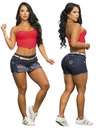 Falda Short Levantacola de Jean Azul Oscuro Desgastado